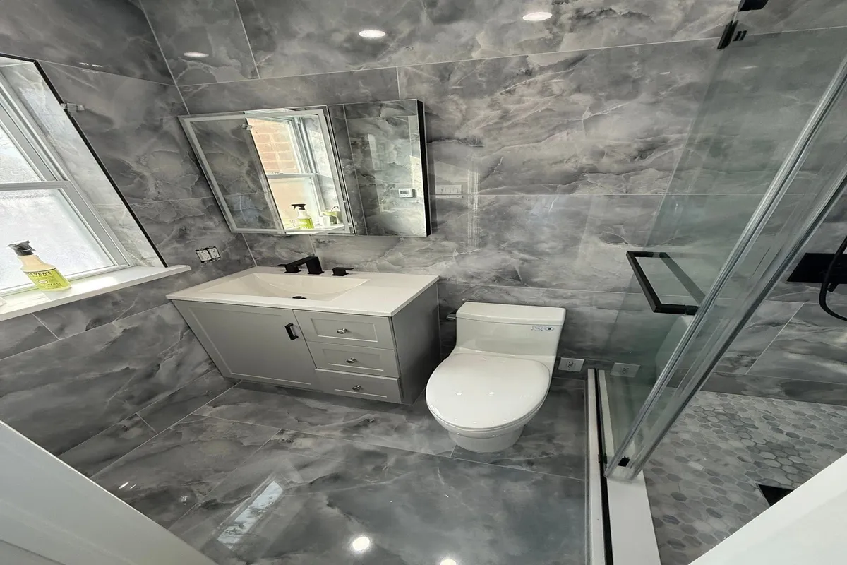 Modern gray bathroom design
