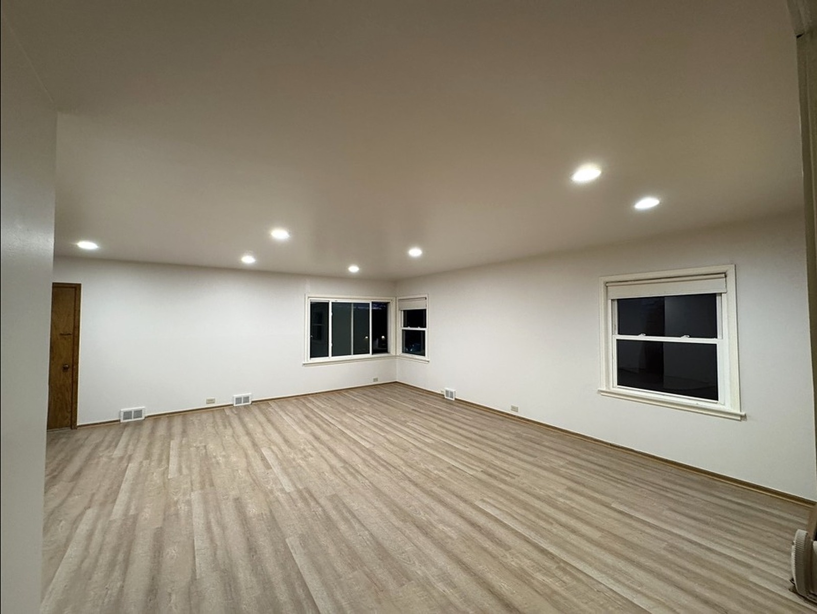 Bright painted room with white trim and doors